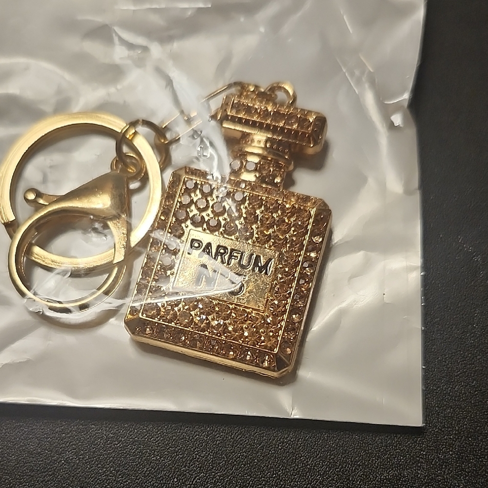 Gold Perfume Bottle Keychain